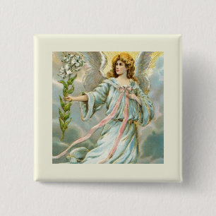 Badge Carré 5 Cm Ange en bleu