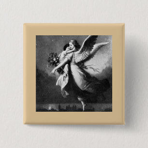 Badge Carré 5 Cm Ange Gardien La Nuit