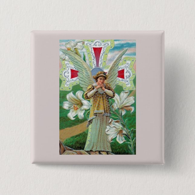 Badge Carré 5 Cm Ange priant (Devant)