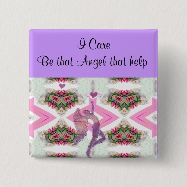 Badge Carré 5 Cm Angel Love_ (Devant)