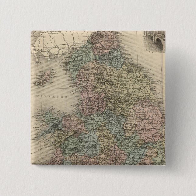 Badge Carré 5 Cm Angleterre 3 (Devant)