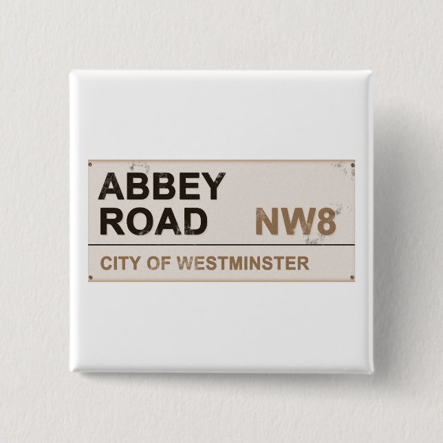 Badge Carré 5 Cm Angleterre d'Abbey Road (Devant)