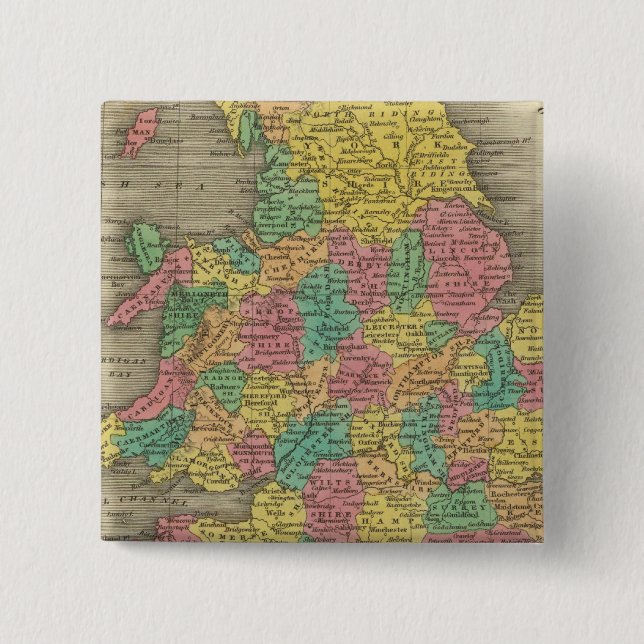 Badge Carré 5 Cm Angleterre Et Pays De Galles (Devant)
