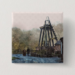 BADGE CARRÉ 5 CM ANGLETERRE VICTORIENNE