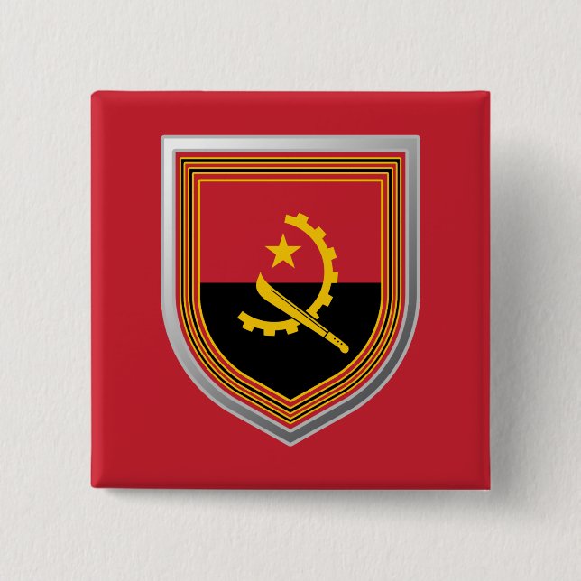 Badge Carré 5 Cm Angola Flag Shield (Devant)