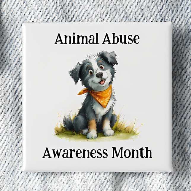 Badge Carré 5 Cm Animal Abuse Awareness Month Pinback (Créateur téléchargé)