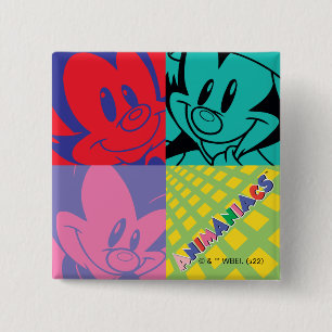 Badge Carré 5 Cm Animaniacs   Warner Siblings Pop Art Graphic