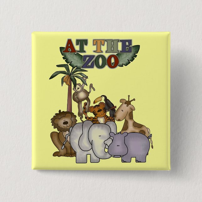 Badge Carré 5 Cm Animaux aux T-shirts et aux cadeaux de zoo (Devant)