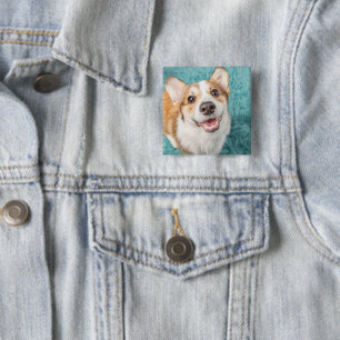 Badge Carré 5 Cm Animaux de bébés cutest Cute Corgi Puppy Smile