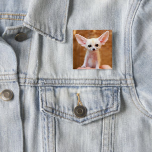 Badge Carré 5 Cm Animaux de bébés cutest   Fennec Fox