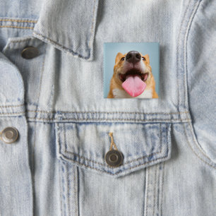 Badge Carré 5 Cm Animaux de bébés cutest   Langue de Corgi