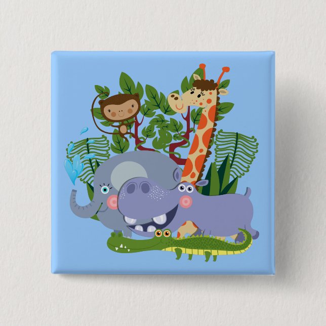 Badge Carré 5 Cm Animaux mignons de safari (Devant)