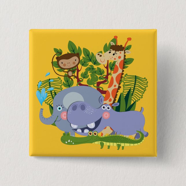 Badge Carré 5 Cm Animaux mignons de safari (Devant)