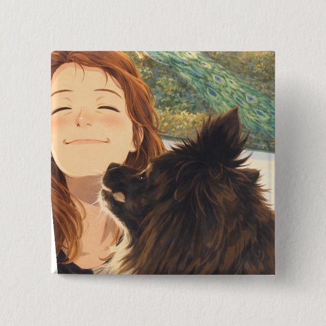 Badge Carré 5 Cm Anime Playful Puppy Square Button (Devant)