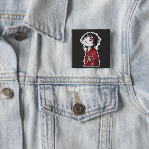 Badge Carré 5 Cm Anime sombre "Toujours ici" Esthétique Illustratio