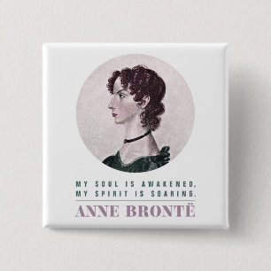 Badge Carré 5 Cm Anne Bronte Portrait et Citation Mon âme est éveil