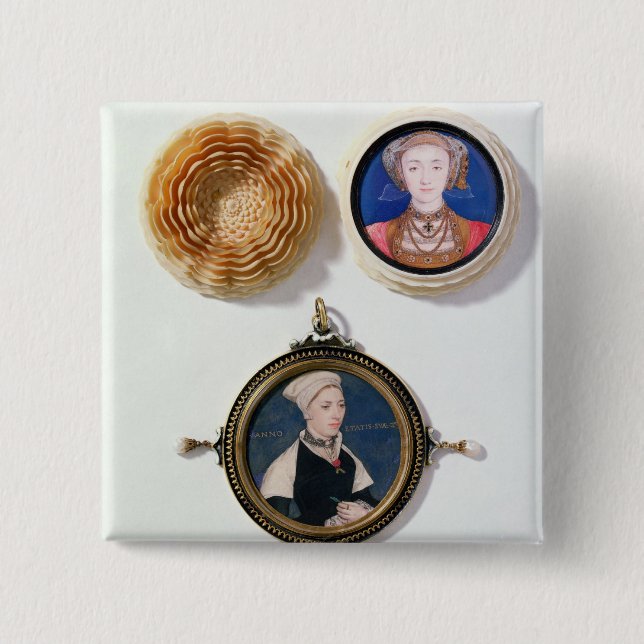 Badge Carré 5 Cm Anne de Cleves, de 1539 et de Jane petits (Devant)