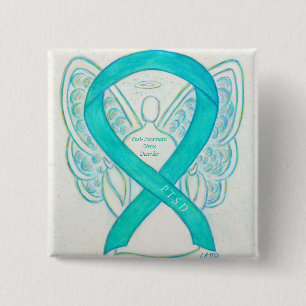 Badge Carré 5 Cm Anneau de sensibilisation au trouble du stress pos