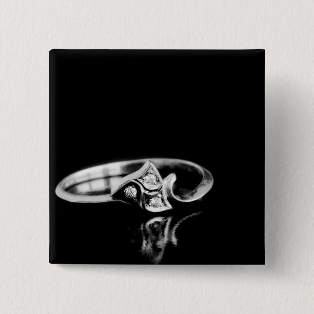 Badge Carré 5 Cm Anneau doré (Devant)