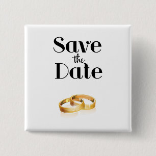 Badge Carré 5 Cm Anneaux de mariage Enregistrez la date