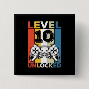 Badge Carré 5 Cm Anniversaire 10ème niveau débloqué 10 Gaming Vinta