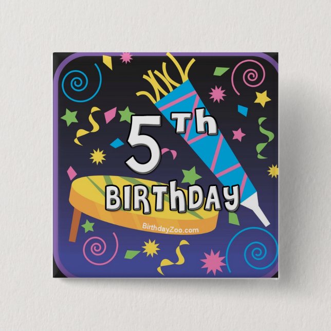 Badge Carré 5 Cm Anniversaire 5 ans (Devant)