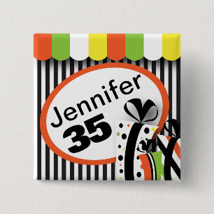 Badge Carré 5 Cm Anniversaire coloré Fun