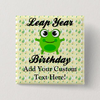 Badge Carré 5 Cm Anniversaire d'année bissextile, grenouille