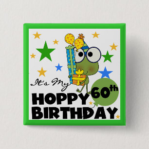 Badge Carré 5 Cm Anniversaire de houblon de Froggie soixantième