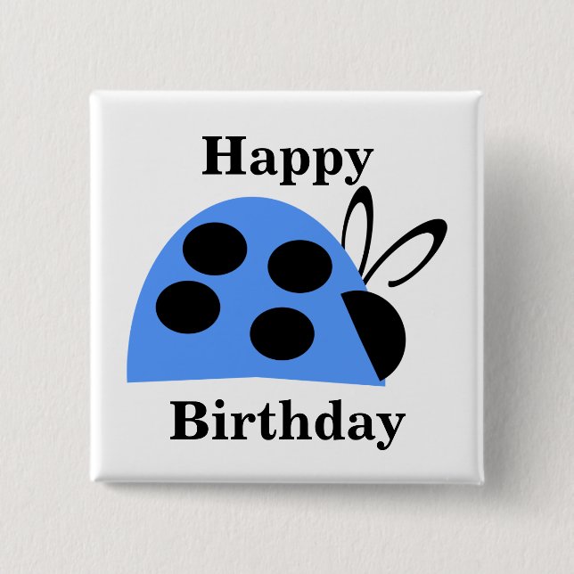Badge Carré 5 Cm Anniversaire de la coccinelle bleue (Devant)