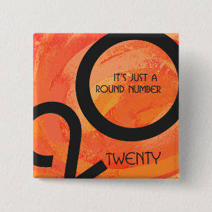 Badge Carré 5 Cm Anniversaire de la décennie orange