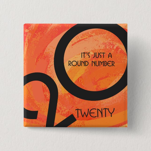 Badge Carré 5 Cm Anniversaire de la décennie orange (Devant)