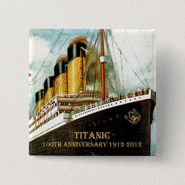 Badge Carré 5 Cm Anniversaire de RMS Titanic 100th (Devant)