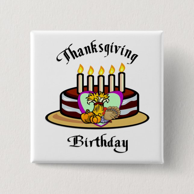 Badge Carré 5 Cm Anniversaire de Thanksgiving (Devant)