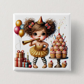 Badge Carré 5 Cm Anniversaire drôle de gnome excentrique