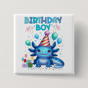 Badge Carré 5 Cm Anniversaire Garçon Axolotl Vibes Joli Conception