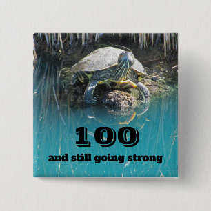Badge Carré 5 Cm Anniversaire Humour Tortue Photo Jalon Anniversair