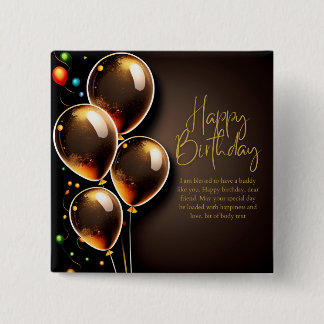 Badge Carré 5 Cm Anniversaire Noir et Or