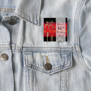 Badge Carré 5 Cm Anniversaire ou texte du rouge do-it-yourself de