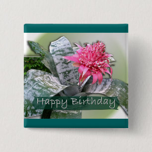 Badge Carré 5 Cm Anniversaire rose