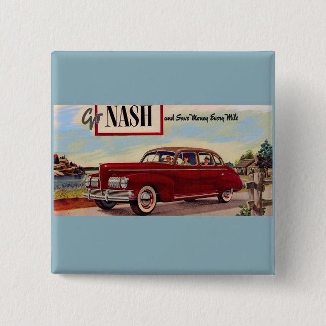 Badge Carré 5 Cm Annonce automobile Nash 1941 (Devant)