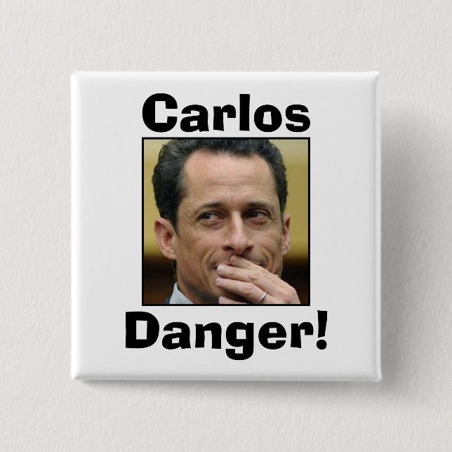 Badge Carré 5 Cm Anthony Weiner - danger de Carlos (Devant)