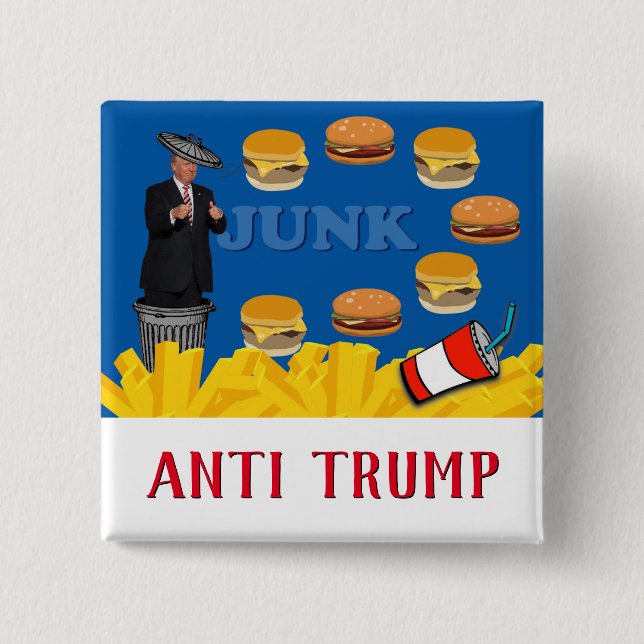 Badge Carré 5 Cm Anti Trump / Junk, (Devant)
