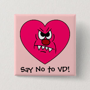 Badge Carré 5 Cm Anti-VD : Je déteste le visage fâché de coeur d