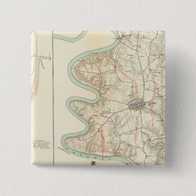Badge Carré 5 Cm Antietam, Harper's Ferry, Sharpsburg (Devant)