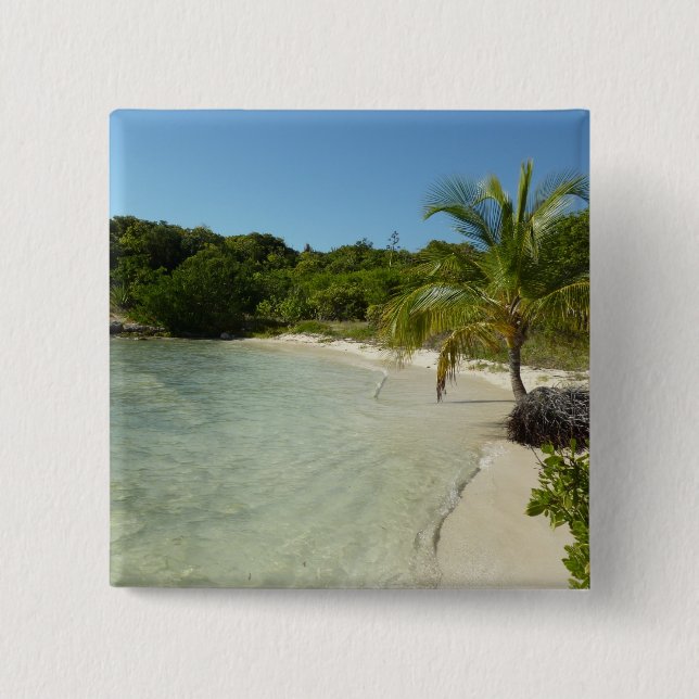 Badge Carré 5 Cm Antiguan Beach Beautiful Tropical Landscape (Devant)