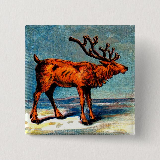 Badge Carré 5 Cm antique caribou (Devant)
