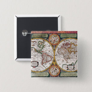 Badge Carré 5 Cm Antique vieille carte inspirée (12)