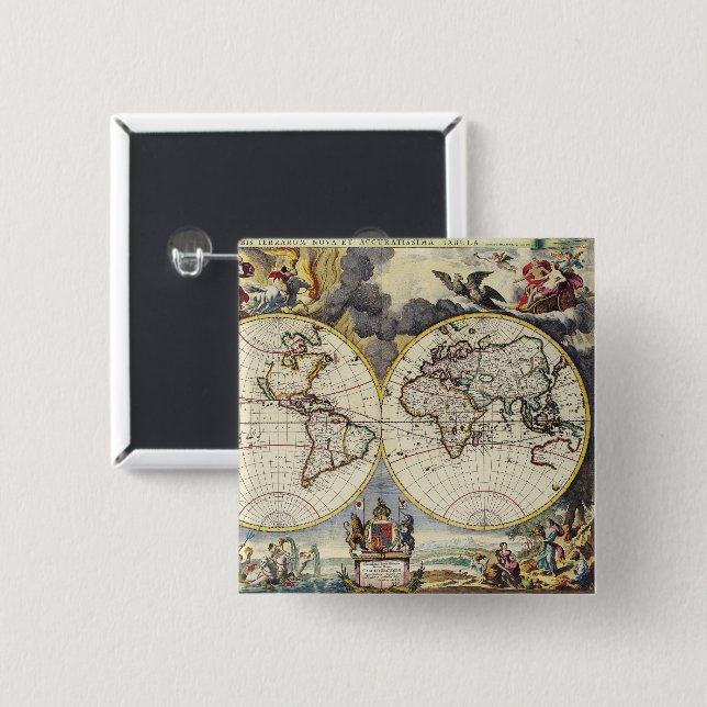 Badge Carré 5 Cm Antique vieille carte inspirée (4) (Devant & derrière)