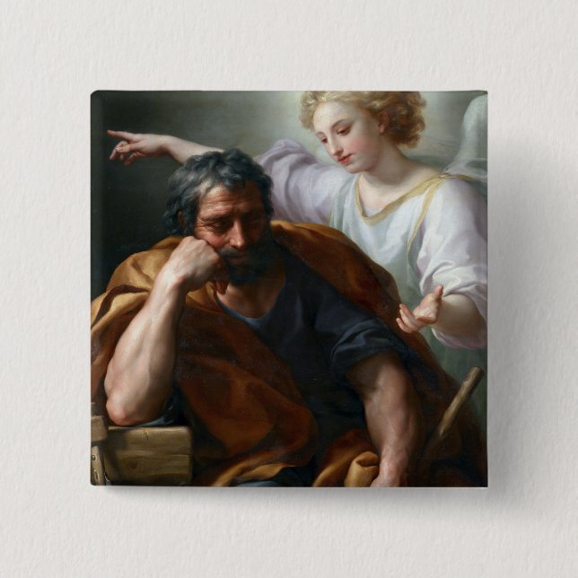 Badge Carré 5 Cm Anton Raphael Mengs Le rêve de Saint Joseph (Devant)